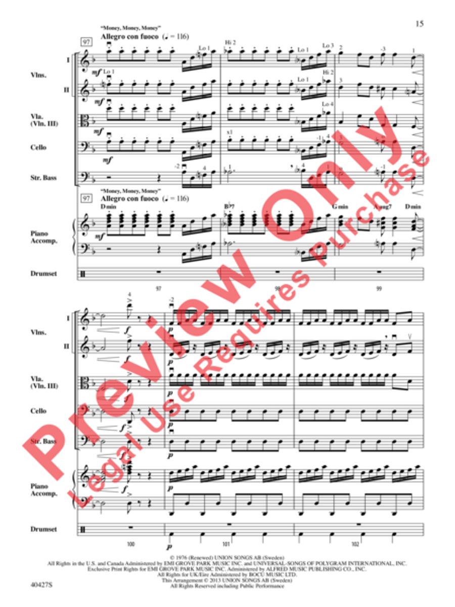 Mamma Mia!, Selections from String Orchestra scores gallery preview page 16