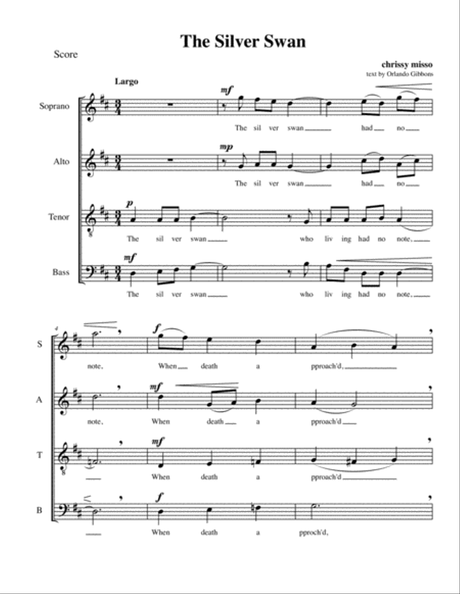 The Silver Swan 4-Part scores gallery preview page 1