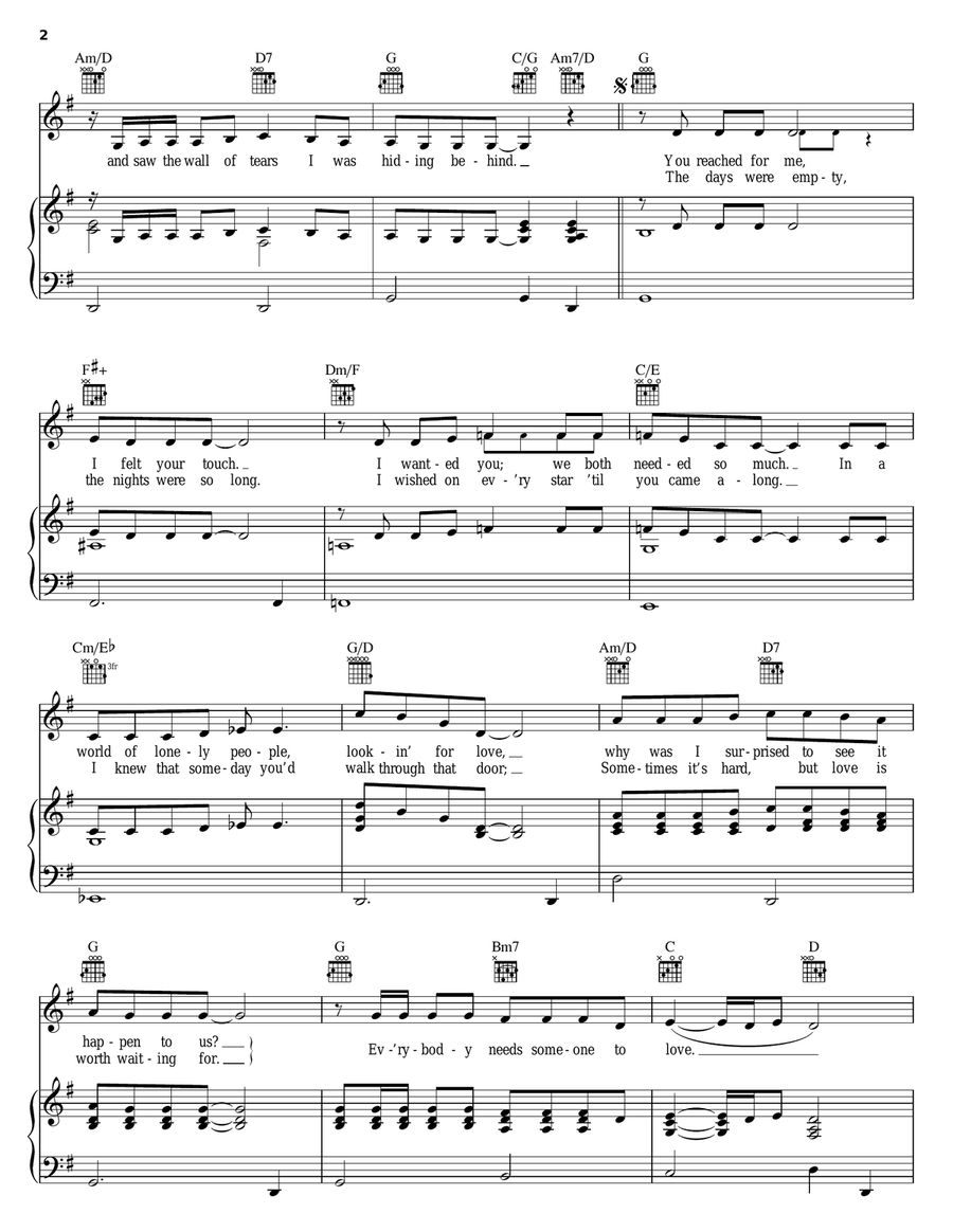 Nobody Wants To Be Alone Nobody Wants To Be Alone Piano, Vocal, Guitar scores gallery preview page 2