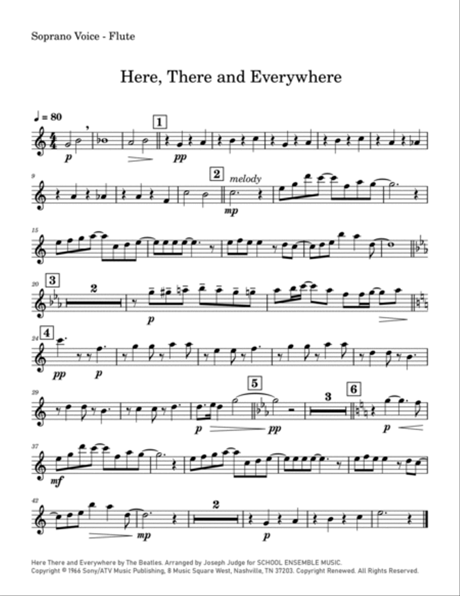 Here, There And Everywhere Woodwind Quartet scores gallery preview page 5
