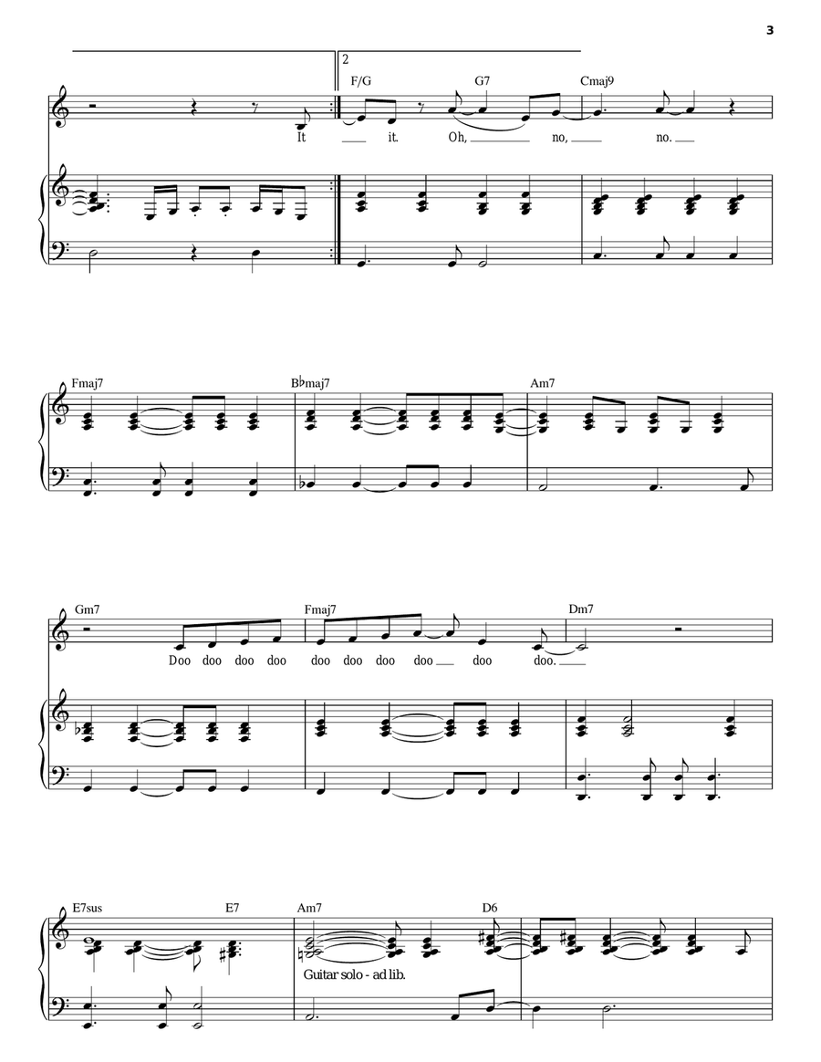 It's Too Late Piano, Vocal scores gallery preview page 3