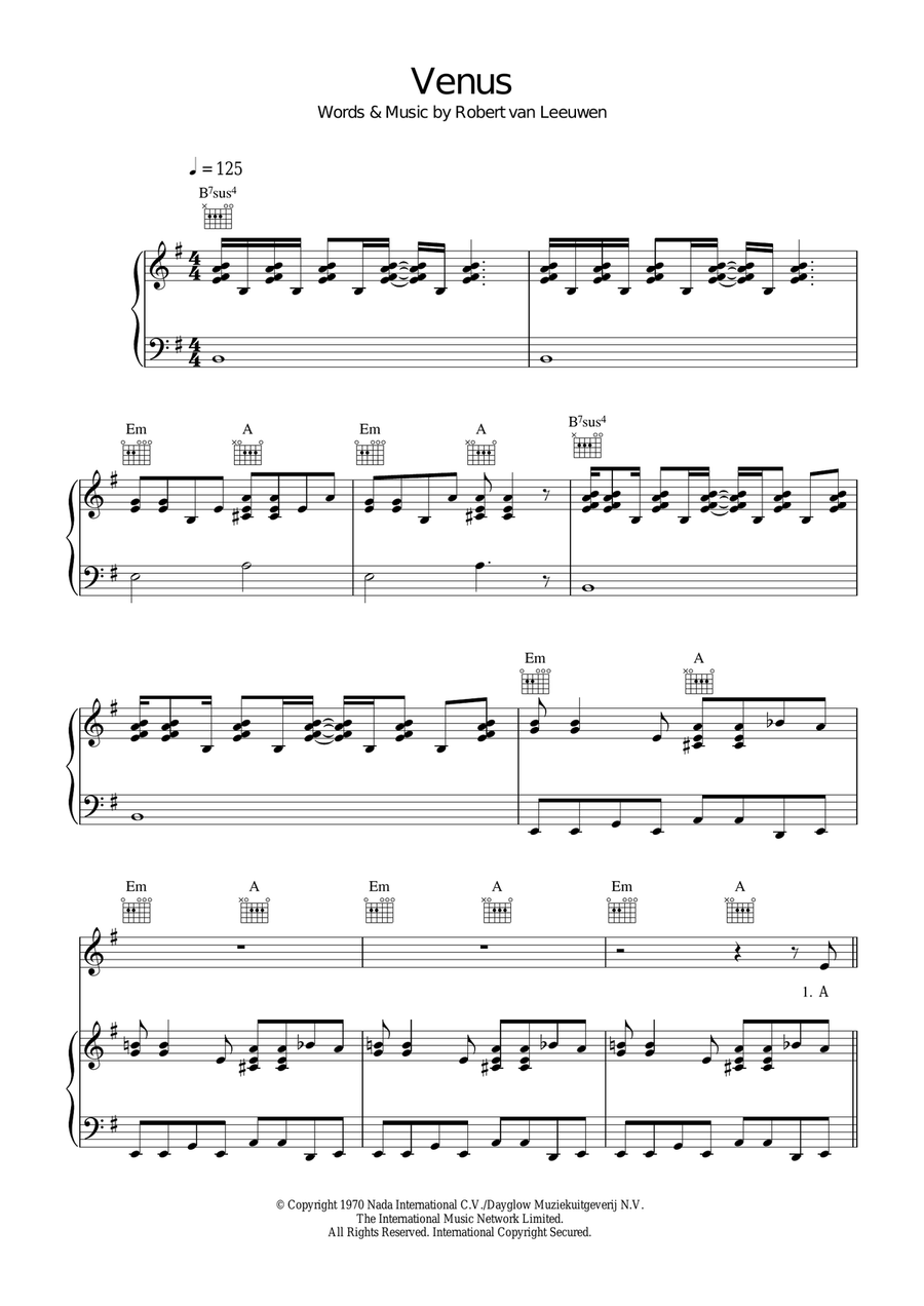 Venus Acoustic Guitar scores gallery preview page 1