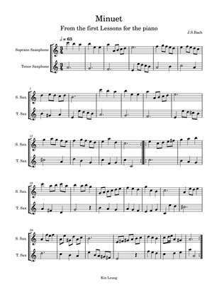 Minuet for soprano saxophone and tenor saxophone duet