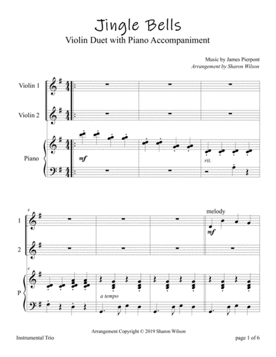 Jingle Bells (Easy Violin Duet with Piano Accompaniment) image number null