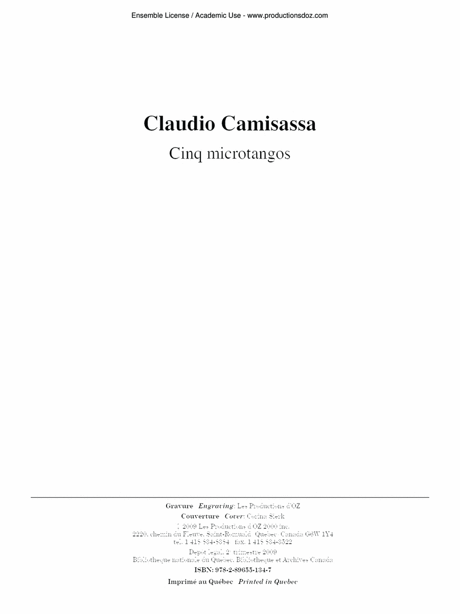 Cinq microtangos Cinq microtangos Flute scores gallery preview page 1