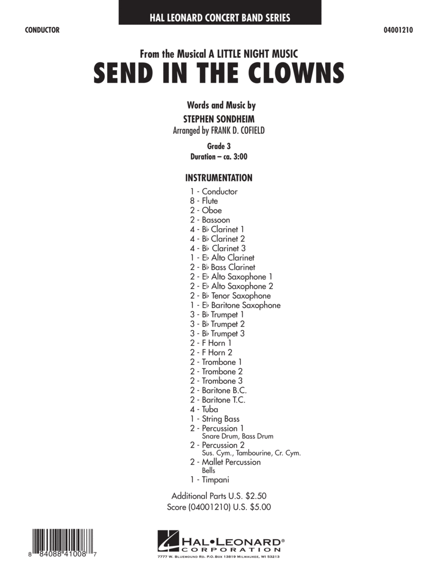 Send in the Clowns (from A Little Night Music) (arr. Frank Cofield) - Full Score