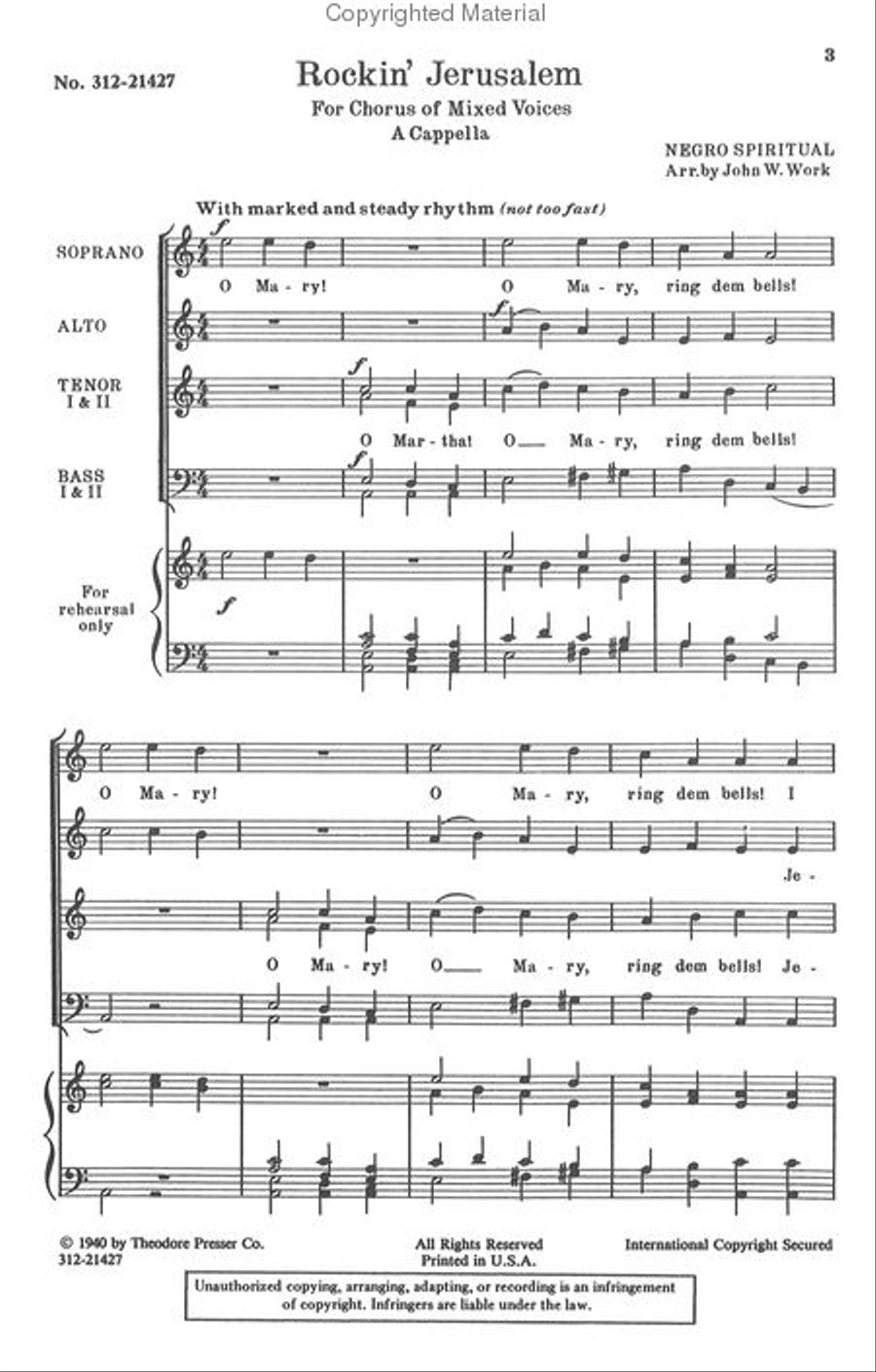 Rockin' Jerusalem A Cappella scores gallery preview page 2