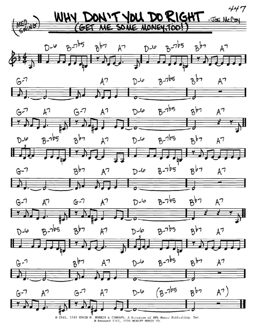 Why Don't You Do Right (Get Me Some Money, Too!) C Instrument scores gallery preview page 1