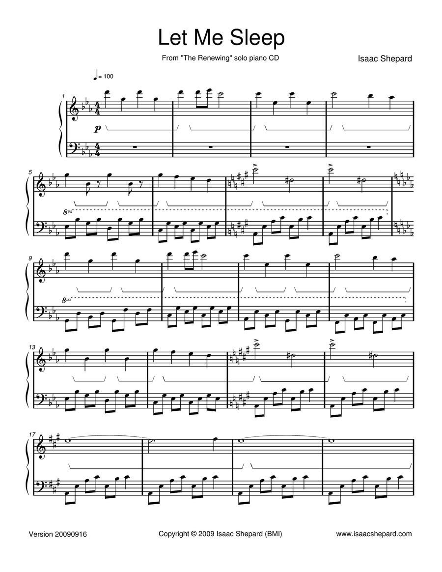 Let Me Sleep Piano Solo scores gallery preview page 1