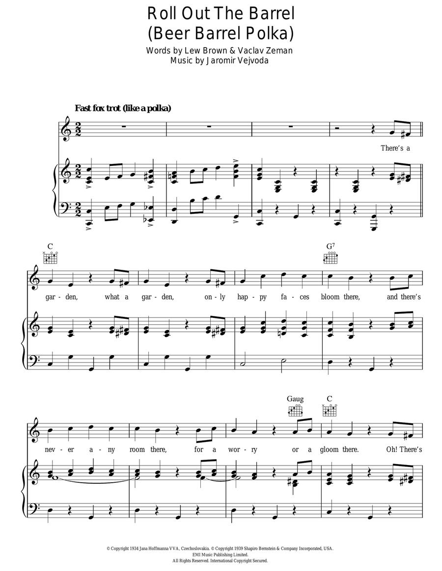Beer Barrel Polka (Roll Out The Barrel) Guitar scores gallery preview page 1