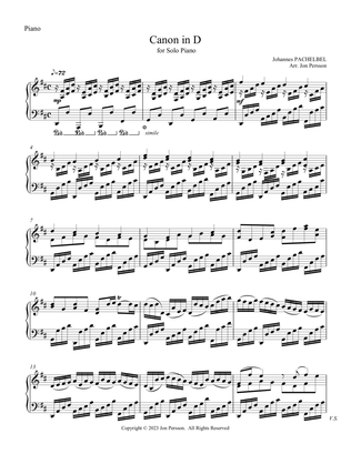 "Pachelbel Canon in D" for Solo Piano