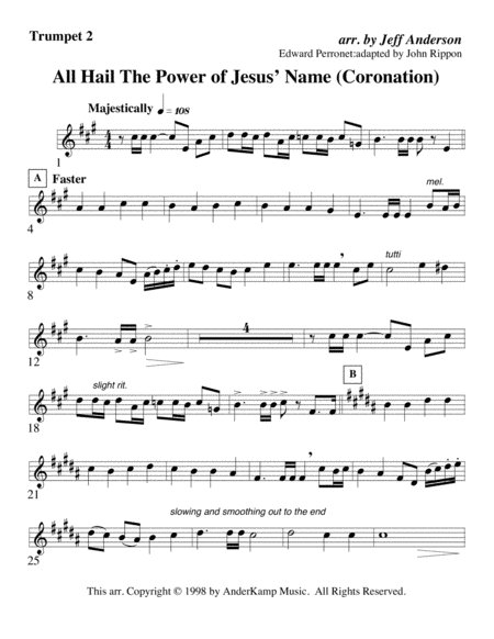 All Hail the Power of Jesus' Name (Coronation) for Brass Quintet image number null