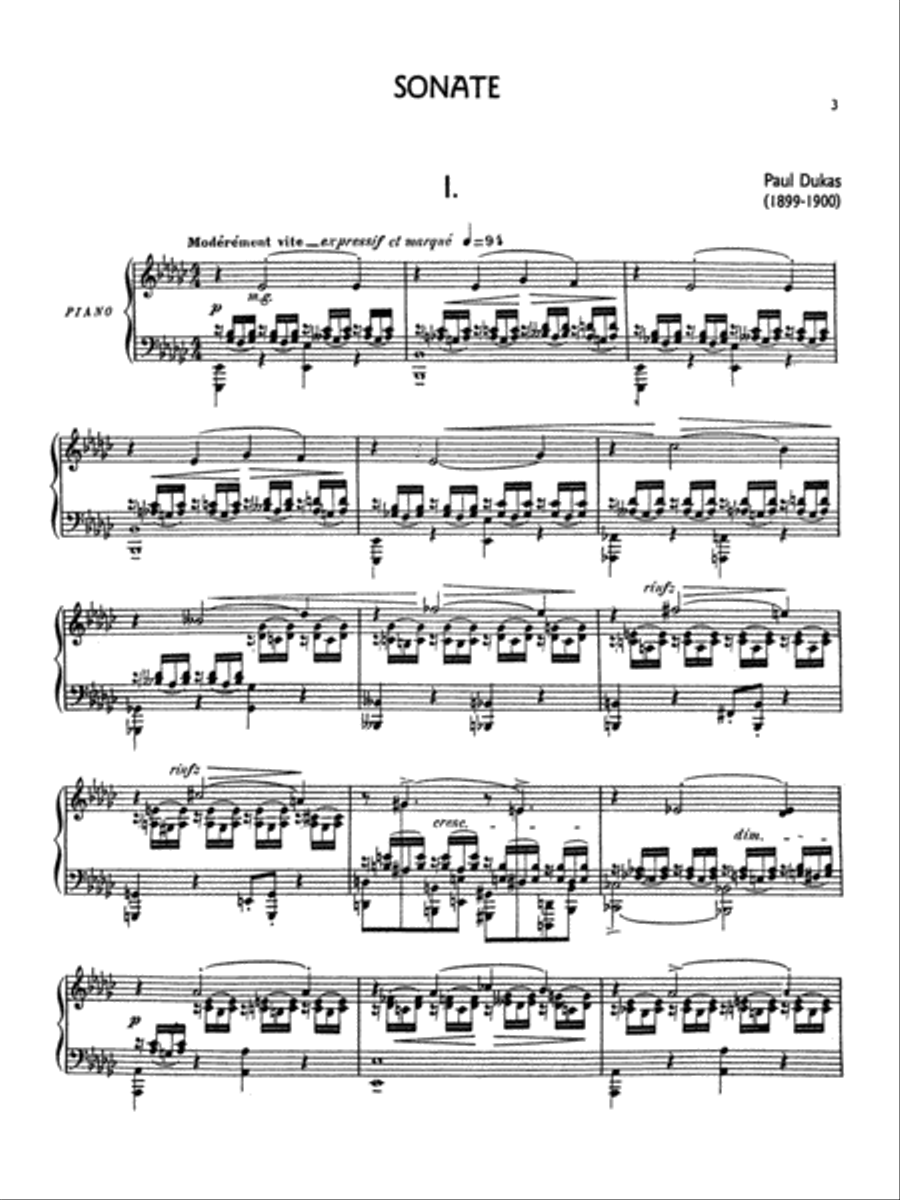 Dukas: Sonata in E flat Minor Piano Solo scores gallery preview page 1