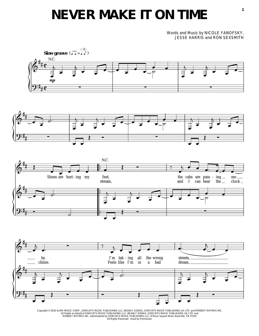 Never Make It On Time Voice scores gallery preview page 1