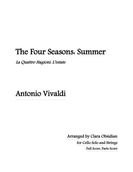 Vivaldi: The Four Season: Summer (Complete) for Cello solo and Strings image number null