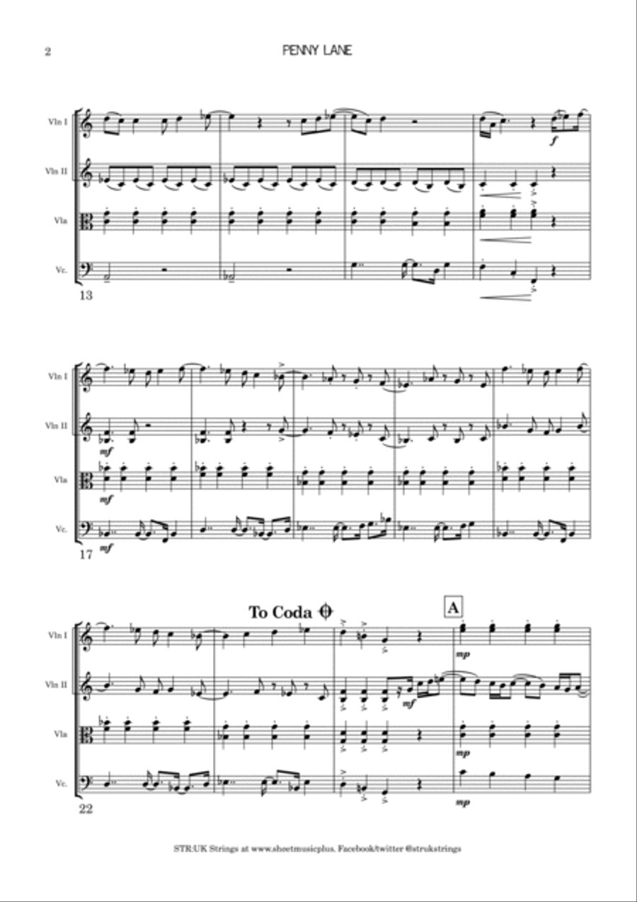 Penny Lane String Quartet scores gallery preview page 3