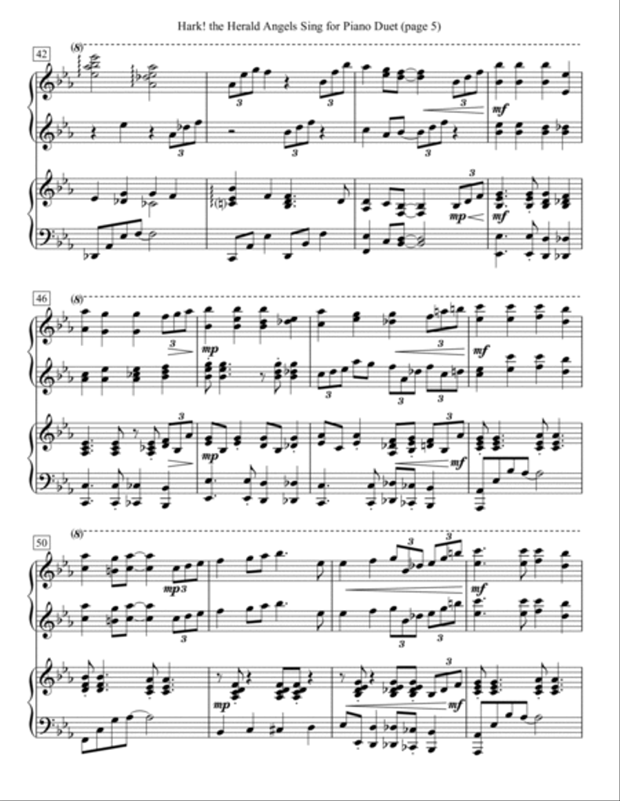 Hark! the Herald Angels Sing for Piano Duet 1 Piano, 4-Hands scores gallery preview page 5