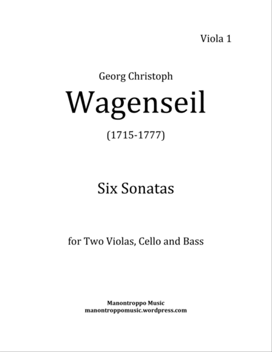 Wagenseil - Six Quartets for Two Violas, Cello and Bass String Quartet scores gallery preview page 1