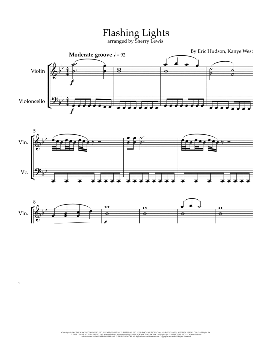 Flashing Lights String Duet scores gallery preview page 1