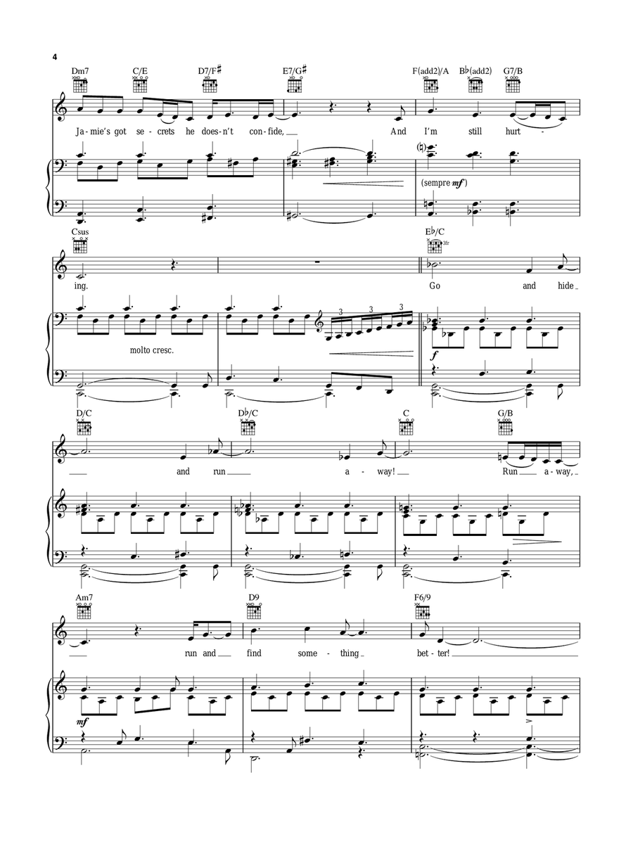 Still Hurting (from The Last 5 Years) Piano, Vocal, Guitar scores gallery preview page 4