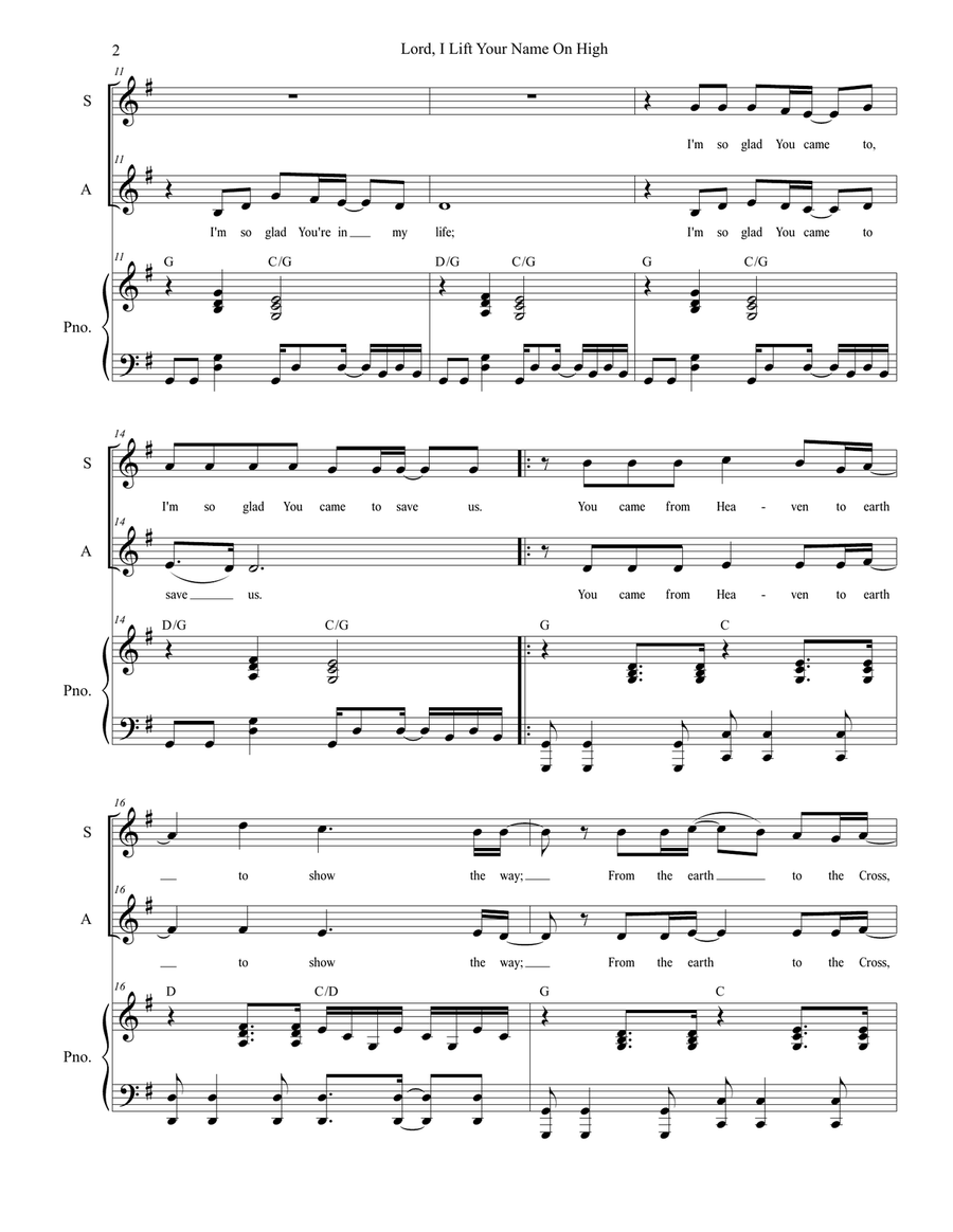 Lord, I Lift Your Name On High Vocal Duet scores gallery preview page 2