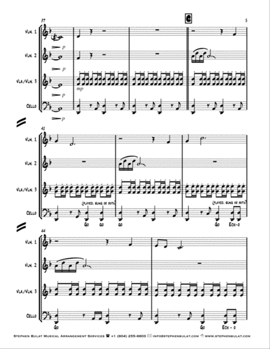 The Good, The Bad And The Ugly (main Title) String Quartet scores gallery preview page 6