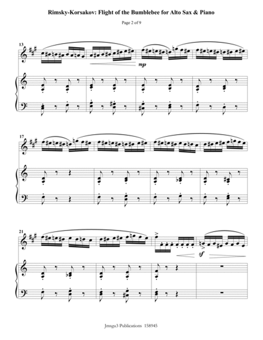 Korsakov: Flight of the Bumblebee for Alto Sax & Piano image number null