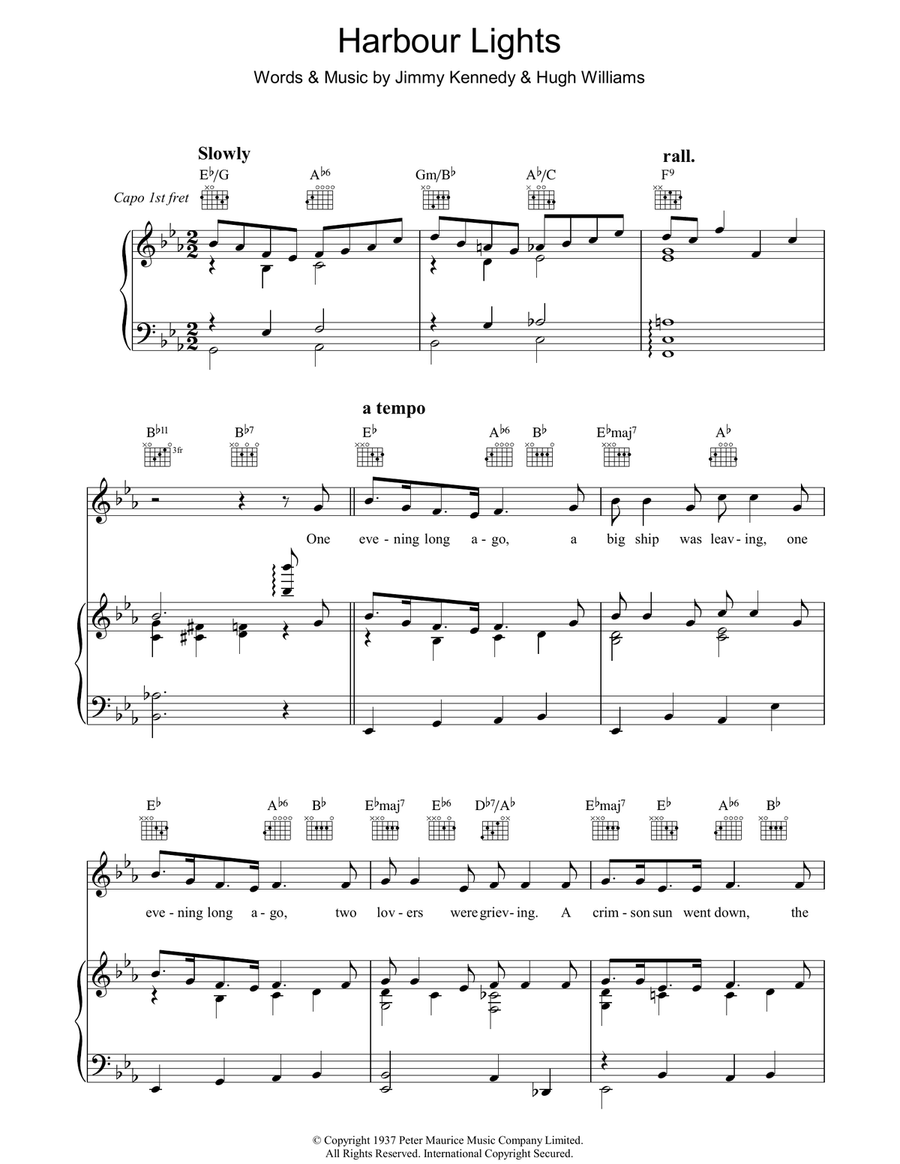 Harbour Lights Harbour Lights Piano, Vocal, Guitar scores gallery preview page 1