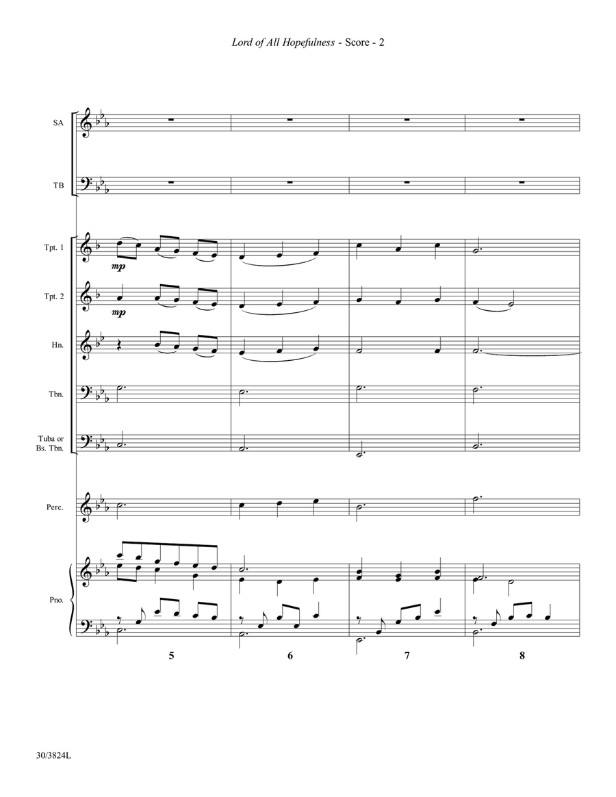 Lord of All Hopefulness - Downloadable Brass and Percussion Score and Parts Percussion scores gallery preview page 3