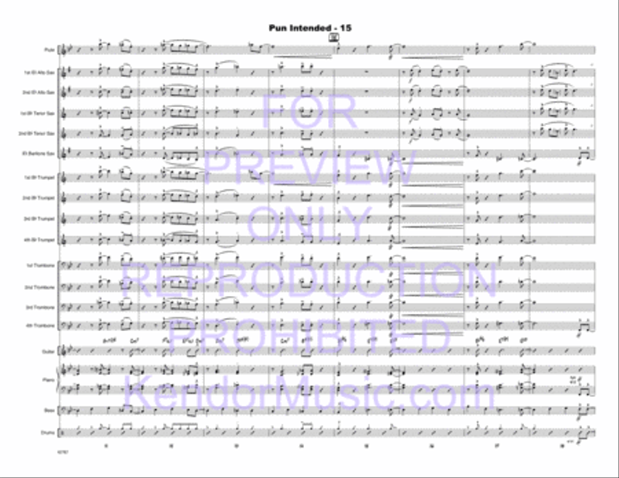 Pun Intended (Full Score) Jazz Ensemble scores gallery preview page 16