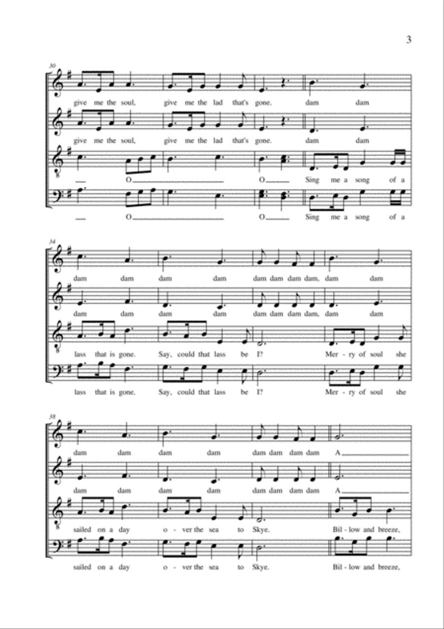 The Skye Boat Song 4-Part scores gallery preview page 3