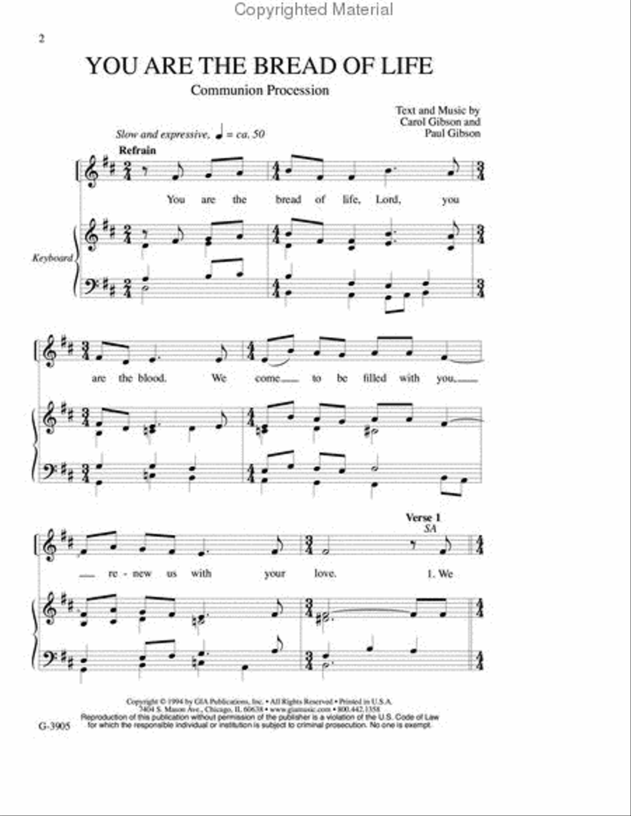 You Are the Bread of Life 4-Part scores gallery preview page 2