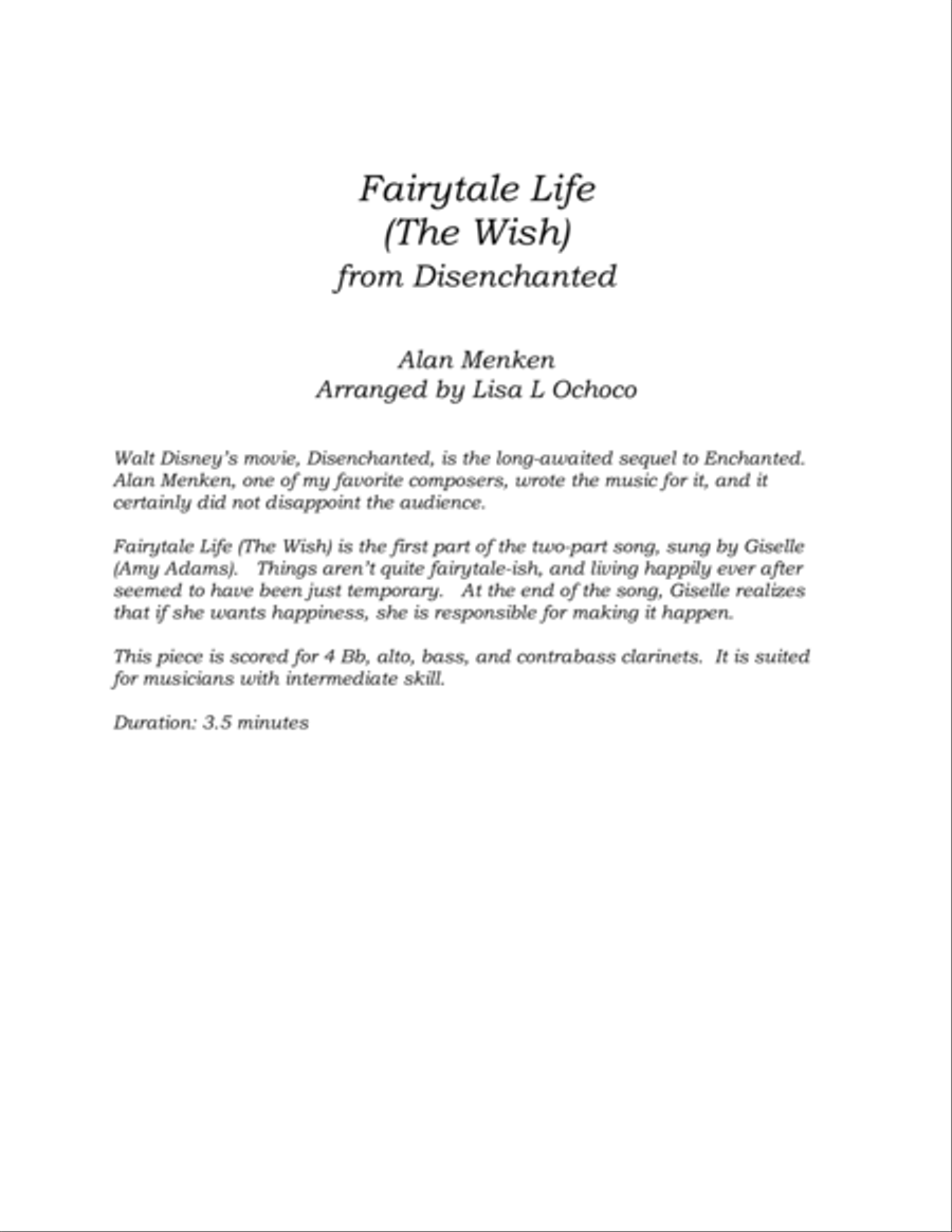 Fairytale Life (the Wish) Clarinet Choir scores gallery preview page 4