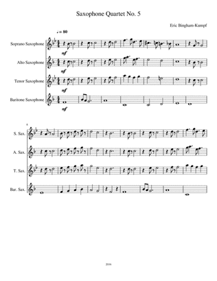 Book cover for Saxophone Quartet No. 5