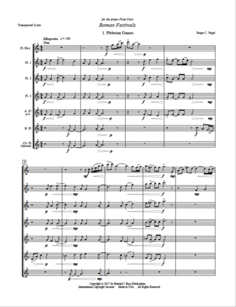 Roman Festivals Roman Festivals Flute Choir scores gallery preview page 2