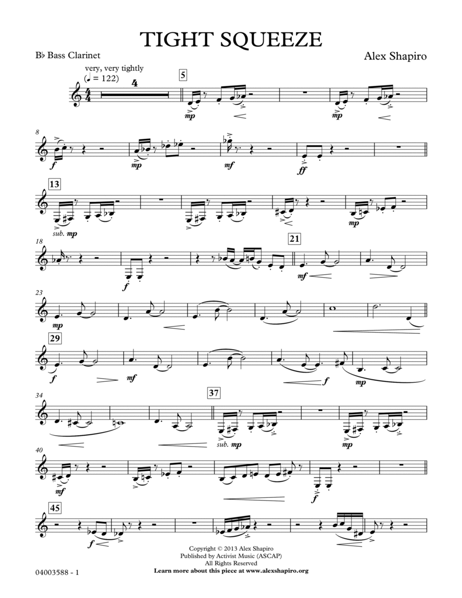 Tight Squeeze - Bb Bass Clarinet Concert Band scores gallery preview page 1