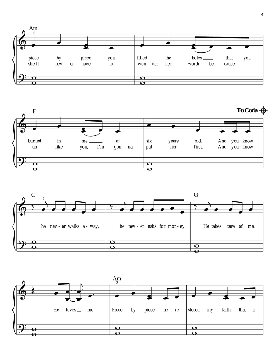 Piece By Piece Easy Piano scores gallery preview page 3