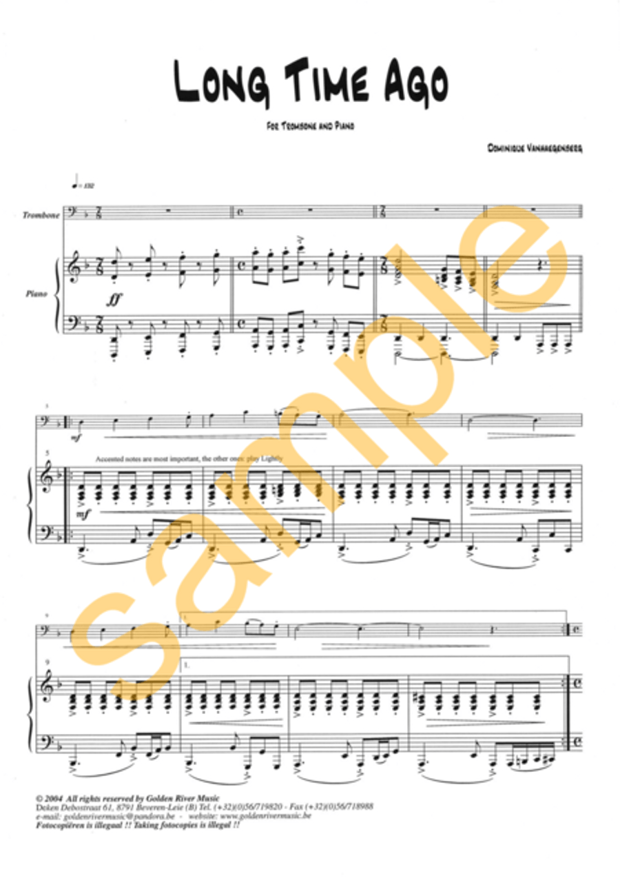 Long time ago for trombone Piano Accompaniment scores gallery preview page 2
