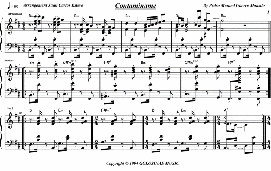 Contaminame Piano Solo scores gallery preview page 1