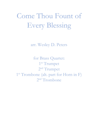 Book cover for Come Thou Fount of Every Blessing (Brass Quartet)