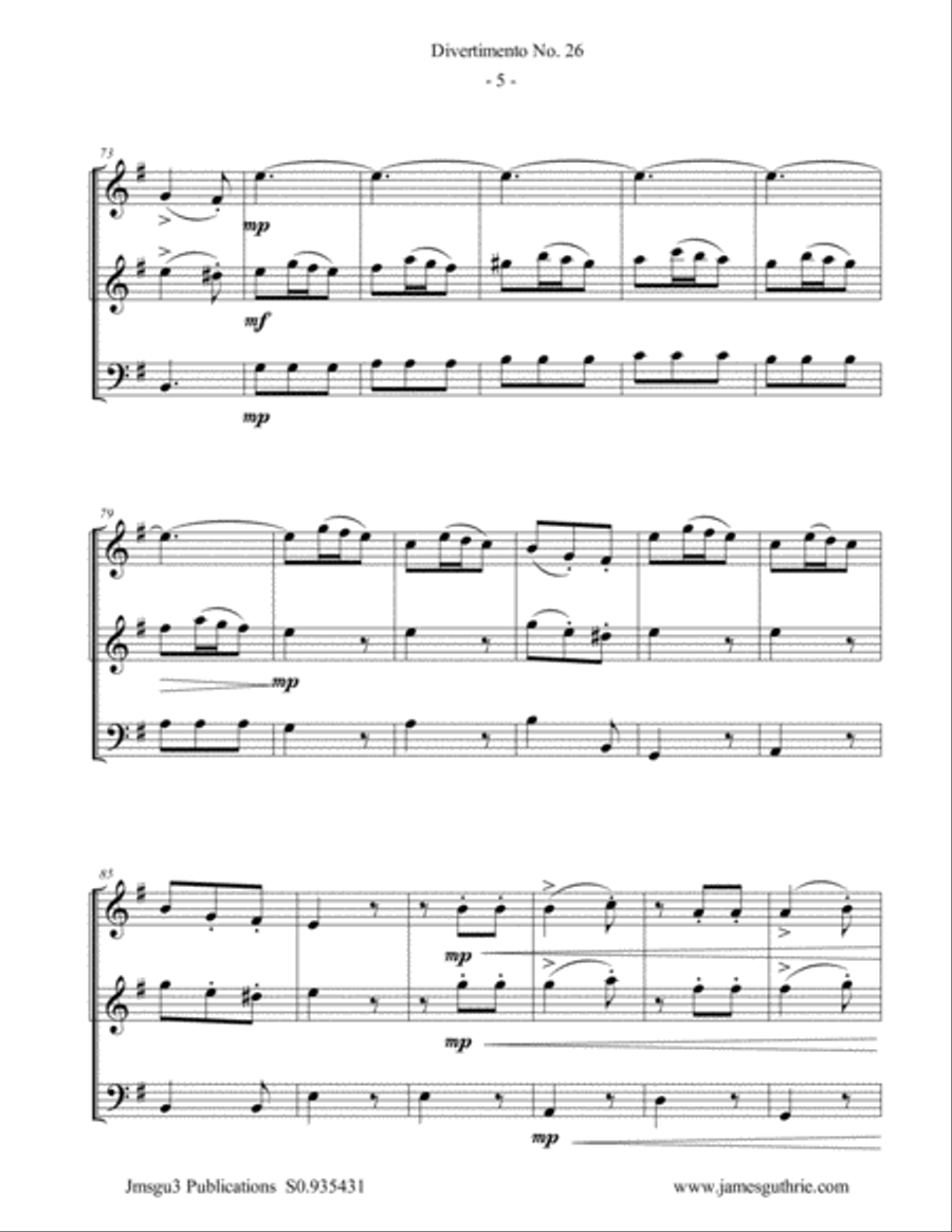 Haydn: Divertimento No. 26, Trio for Oboe Duo & Bassoon Woodwind Trio scores gallery preview page 5