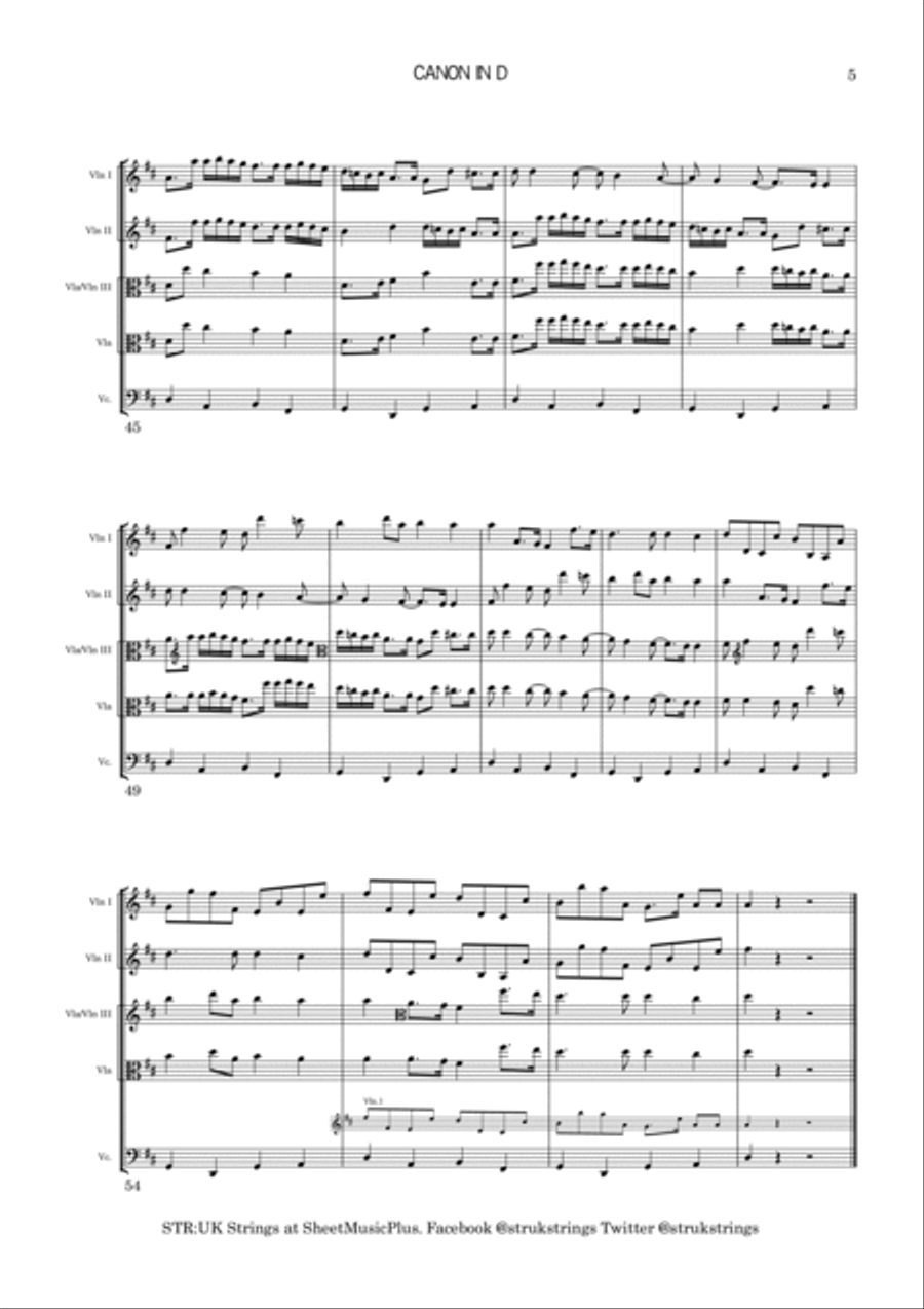 Pachelbel - Canon in D (STR:UK Strings) String Quartet scores gallery preview page 6
