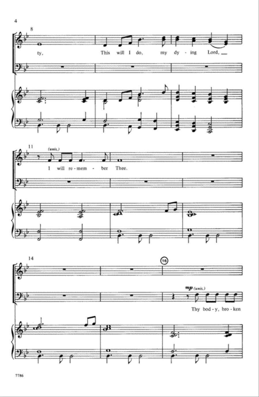 I Will Remember Thee 4-Part scores gallery preview page 4