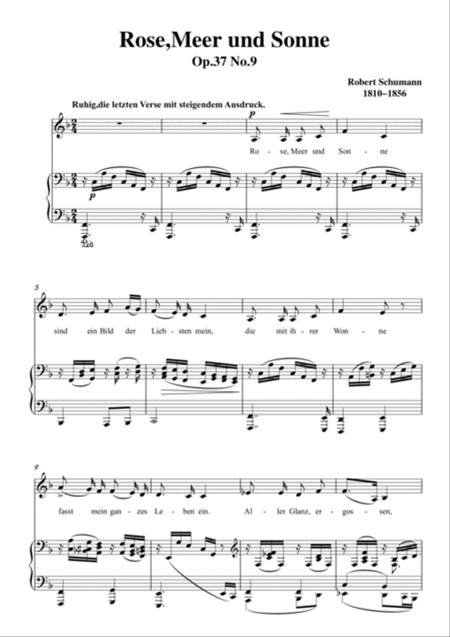 Schumann-Rose,Meer und Sonne in F Major for Voice and Piano Voice Solo scores gallery preview page 2