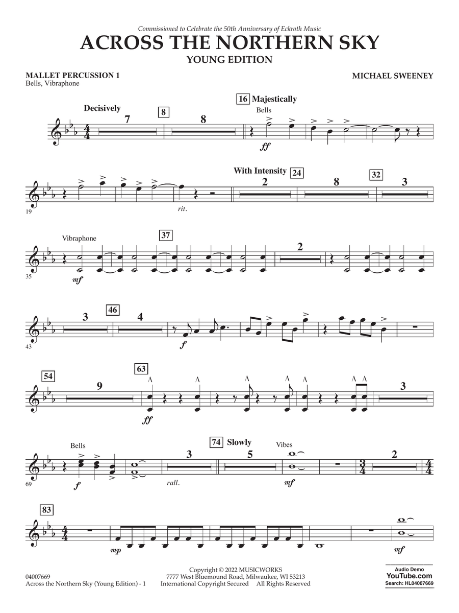 Across The Northern Sky (Young Edition) - Mallet Percussion 1 Concert Band scores gallery preview page 1