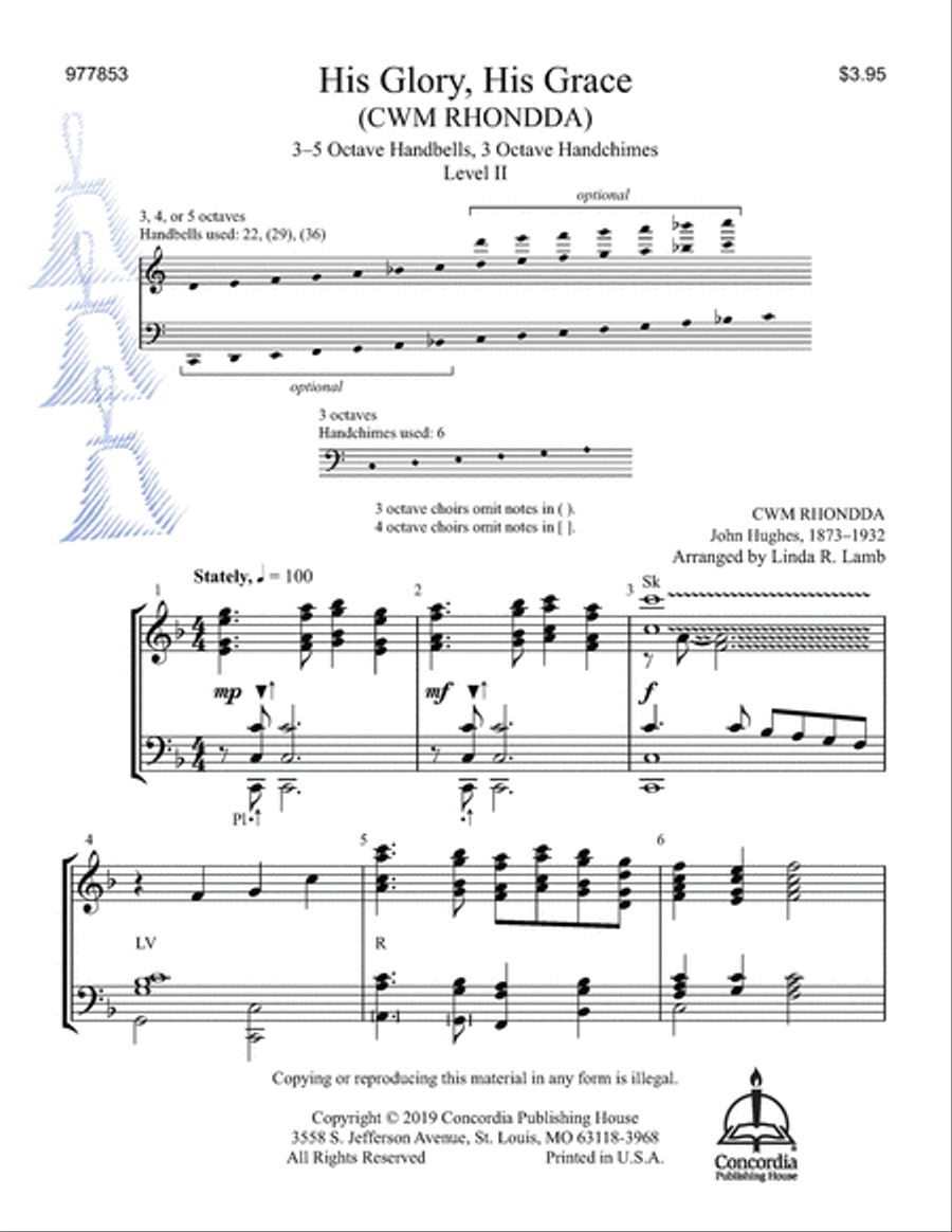 His Glory, His Grace (Cwm Rhondda) Handbell Choir scores gallery preview page 1
