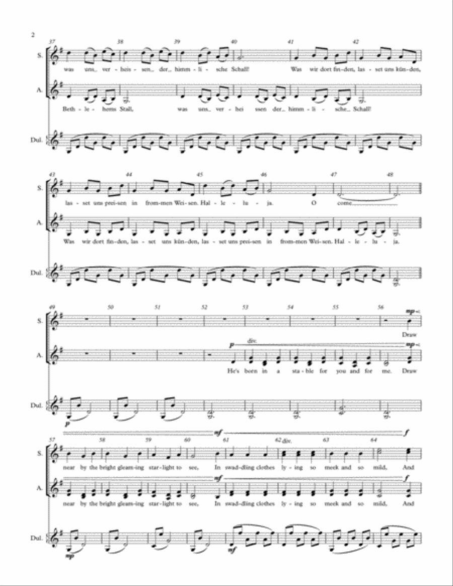 Kommet, ihr Hirten! O Come Little Children (SSAA, Hammered Dulcimer) SSAA scores gallery preview page 2