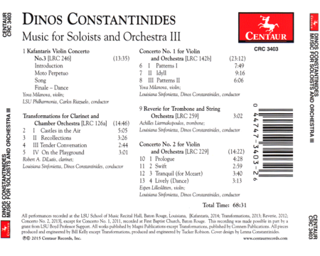 Dinos Constantinides: Music for Soloists & Orchestras III