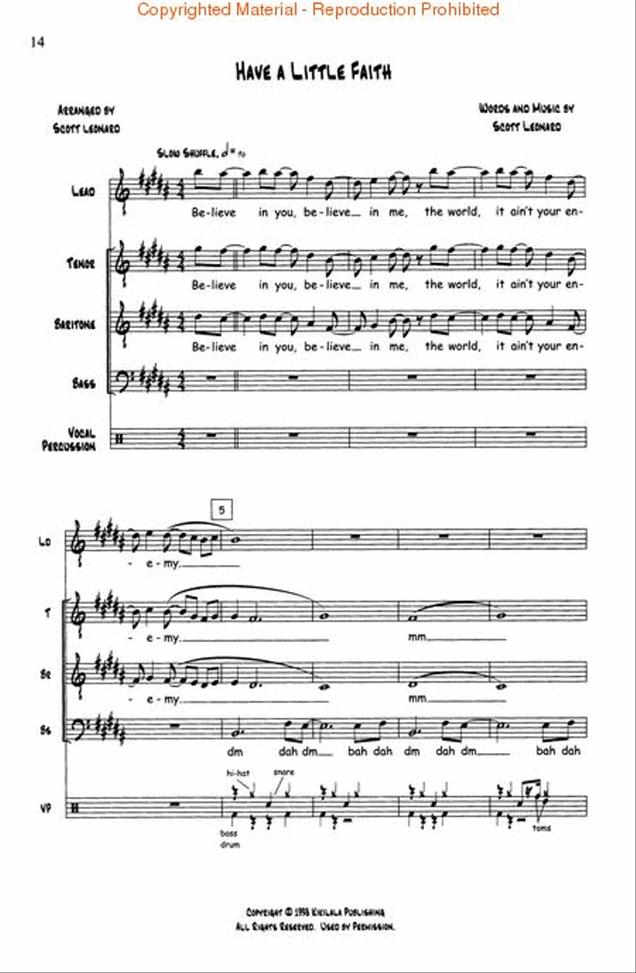 Scott Leonard Hits - As Arranged for Rockappella TTBB scores gallery preview page 3