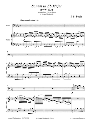 BACH: Sonata in Eb BWV 1031 for Cello & Piano